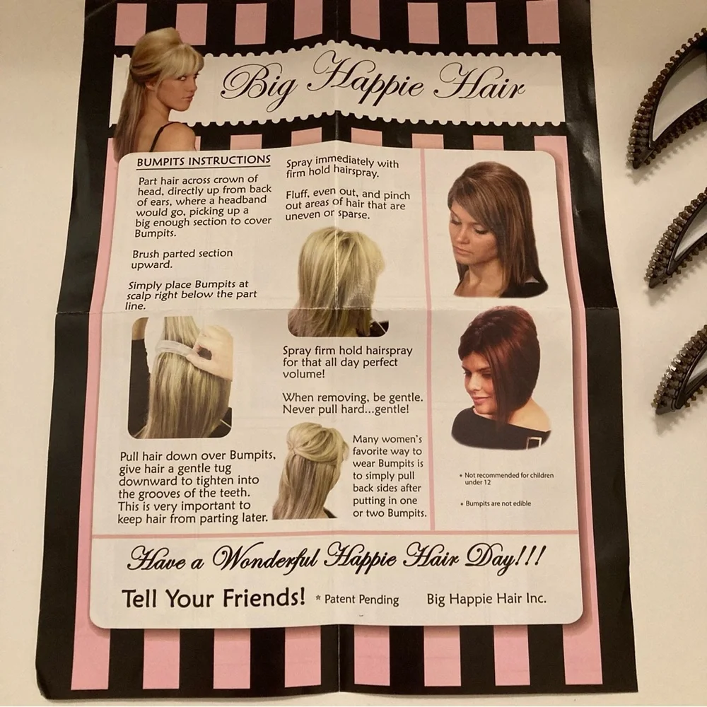 5pc BUMPITS Big Happie Hair Volumizing Plastic Inserts Y2K Dark Chocolate Brown